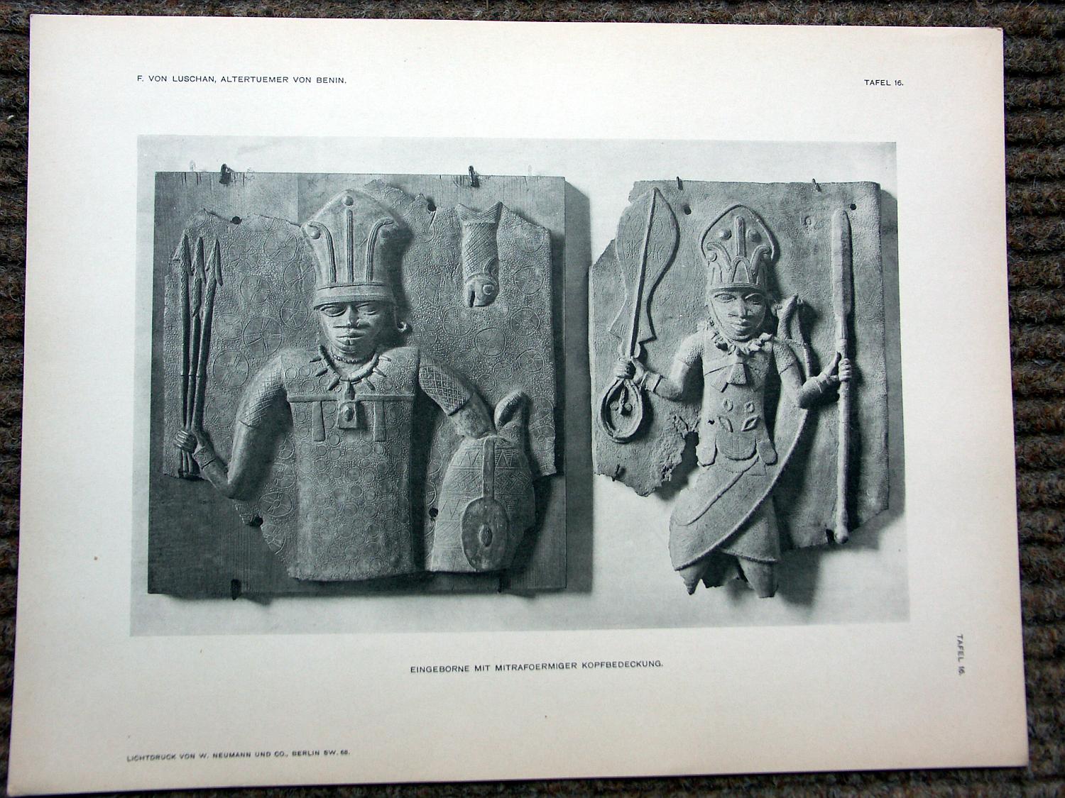 zz-lusc19,tafel 16 benin nigeria,bronze-platte mit figur (2x keine num